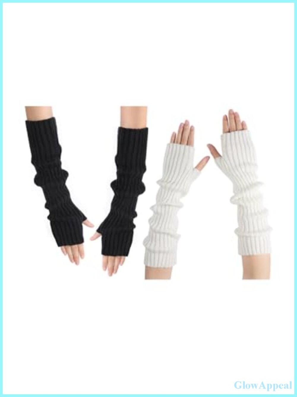 Acrylic Knit Arm Warmers Fingerless Gloves with Thumb Hole Long Sleeves